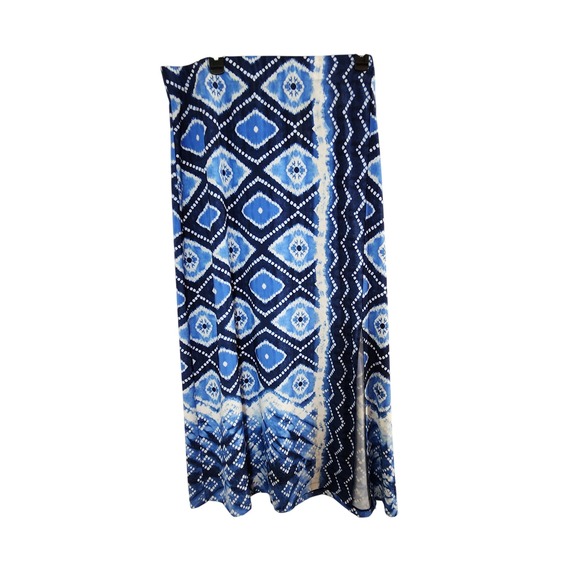 Chico's Dresses & Skirts - Chico's 4 Blue White Ikat Diamond Print Maxi Skirt Size 20/22 XXL Stretch Boho